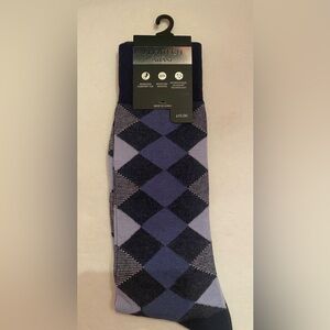 ALFATECH BY ALFANI Men’s Blue Dress Socks Seamless Moisture Wicking Shoe Sz 7-12